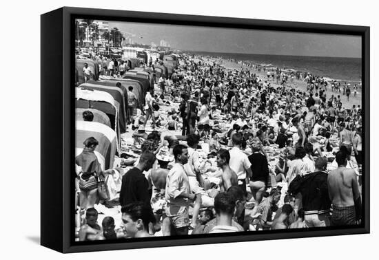 Fort Lauderdale Beach Crowded with Spring Breakers, 1964-null-Framed Premier Image Canvas