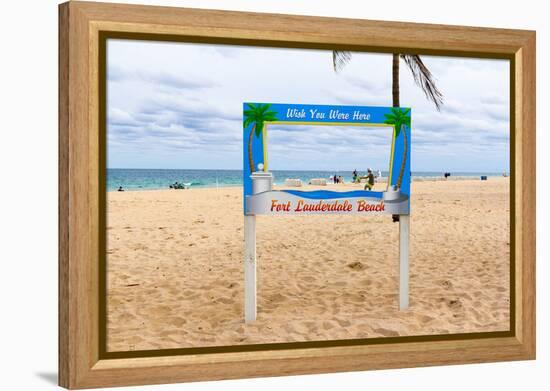 Fort Lauderdale Beach Sign - Wish You Were Here, Broward County, Florida, USA-null-Framed Premier Image Canvas