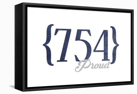 Fort Lauderdale, Florida - 754 Area Code (Blue)-Lantern Press-Framed Stretched Canvas