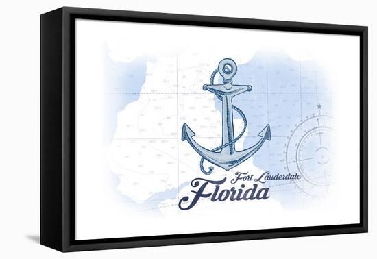 Fort Lauderdale, Florida - Anchor - Blue - Coastal Icon-Lantern Press-Framed Stretched Canvas