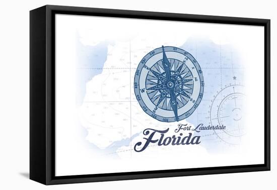 Fort Lauderdale, Florida - Compass - Blue - Coastal Icon-Lantern Press-Framed Stretched Canvas