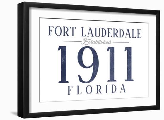 Fort Lauderdale, Florida - Established Date (Blue)-Lantern Press-Framed Art Print