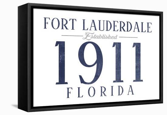 Fort Lauderdale, Florida - Established Date (Blue)-Lantern Press-Framed Stretched Canvas