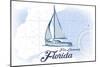 Fort Lauderdale, Florida - Sailboat - Blue - Coastal Icon-Lantern Press-Mounted Art Print