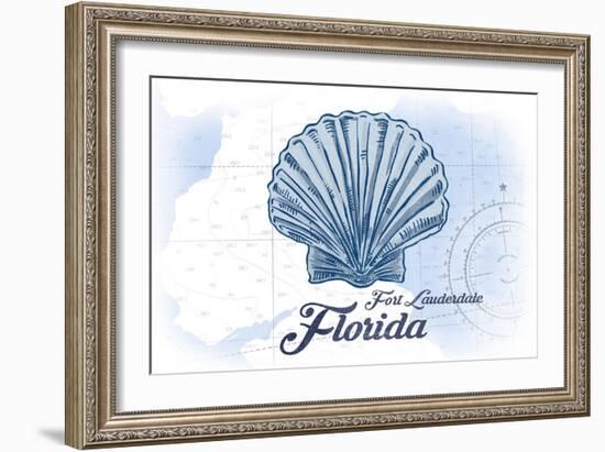 Fort Lauderdale, Florida - Scallop Shell - Blue - Coastal Icon-Lantern Press-Framed Art Print