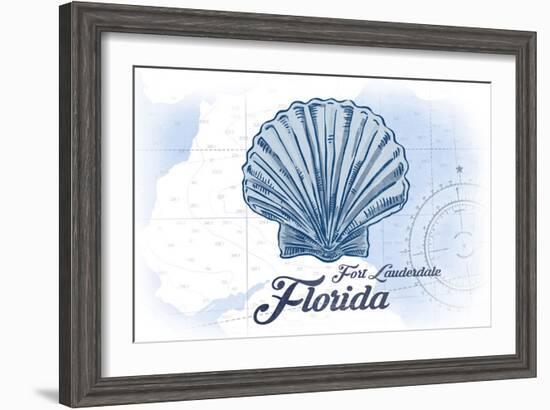 Fort Lauderdale, Florida - Scallop Shell - Blue - Coastal Icon-Lantern Press-Framed Art Print