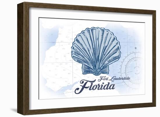 Fort Lauderdale, Florida - Scallop Shell - Blue - Coastal Icon-Lantern Press-Framed Art Print