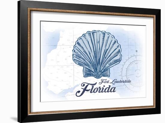 Fort Lauderdale, Florida - Scallop Shell - Blue - Coastal Icon-Lantern Press-Framed Art Print