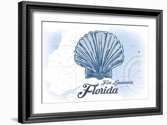 Fort Lauderdale, Florida - Scallop Shell - Blue - Coastal Icon-Lantern Press-Framed Art Print