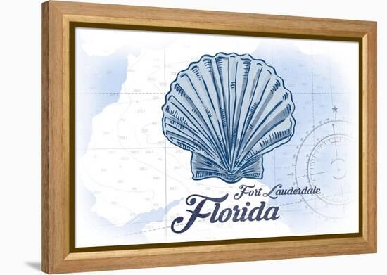 Fort Lauderdale, Florida - Scallop Shell - Blue - Coastal Icon-Lantern Press-Framed Stretched Canvas