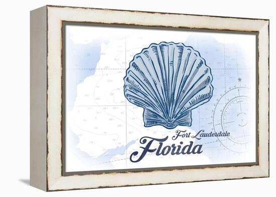 Fort Lauderdale, Florida - Scallop Shell - Blue - Coastal Icon-Lantern Press-Framed Stretched Canvas