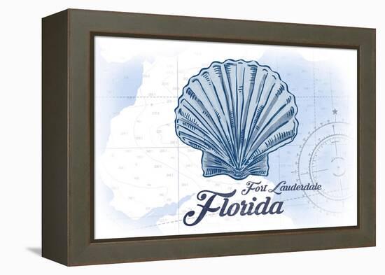 Fort Lauderdale, Florida - Scallop Shell - Blue - Coastal Icon-Lantern Press-Framed Stretched Canvas