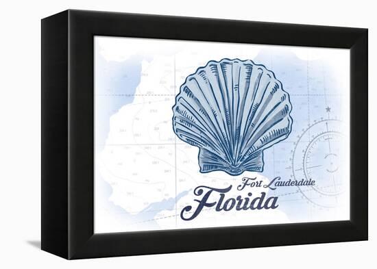 Fort Lauderdale, Florida - Scallop Shell - Blue - Coastal Icon-Lantern Press-Framed Stretched Canvas