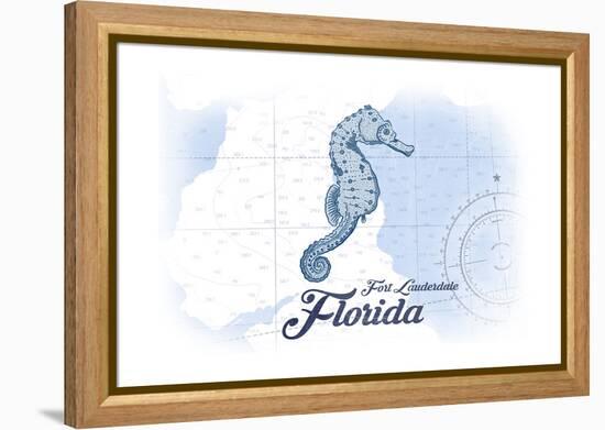 Fort Lauderdale, Florida - Seahorse - Blue - Coastal Icon-Lantern Press-Framed Stretched Canvas