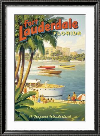 Fort Lauderdale Florida Kerne Erickson Vintage Style World Travel Fine Art Print 