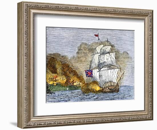 Fort McHenry and Baltimore under British Naval Artillery Attack, 1814-null-Framed Giclee Print