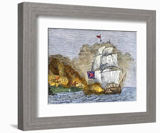 Fort McHenry and Baltimore under British Naval Artillery Attack, 1814-null-Framed Giclee Print