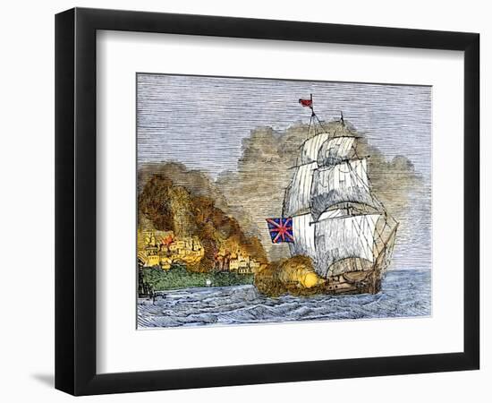 Fort McHenry and Baltimore under British Naval Artillery Attack, 1814-null-Framed Giclee Print