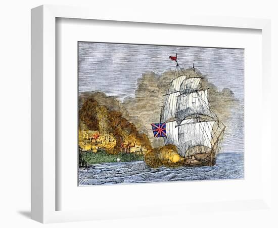 Fort McHenry and Baltimore under British Naval Artillery Attack, 1814-null-Framed Giclee Print