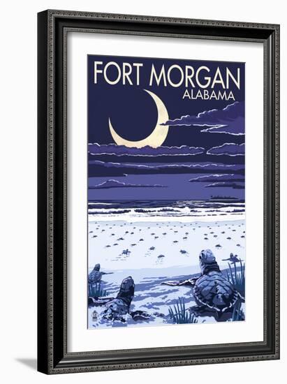 Fort Morgan, Alabama - Sea Turtles Hatching-Lantern Press-Framed Art Print