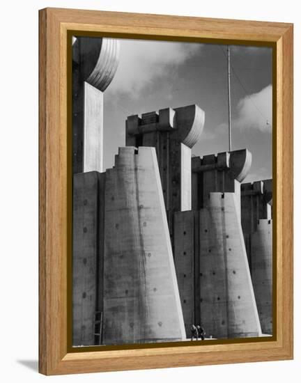 Fort Peck Dam, in the Missouri River: Image Used on First Life Magazine Cover-Margaret Bourke-White-Framed Premier Image Canvas