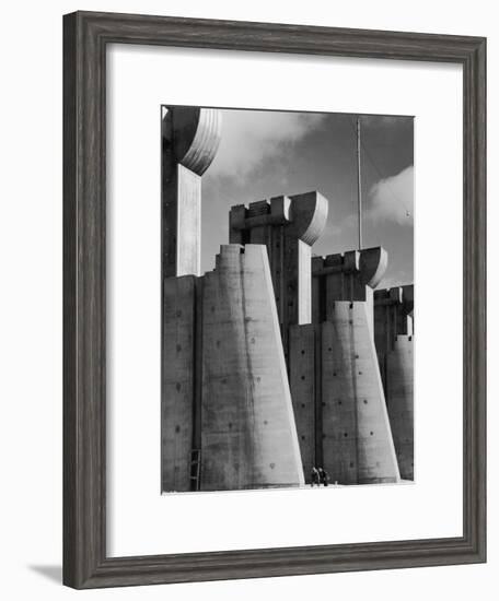 Fort Peck Dam, in the Missouri River: Image Used on First Life Magazine Cover-Margaret Bourke-White-Framed Premium Photographic Print