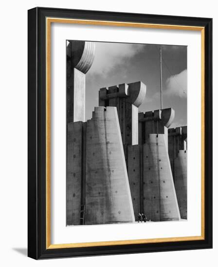 Fort Peck Dam, in the Missouri River: Image Used on First Life Magazine Cover-Margaret Bourke-White-Framed Premium Photographic Print