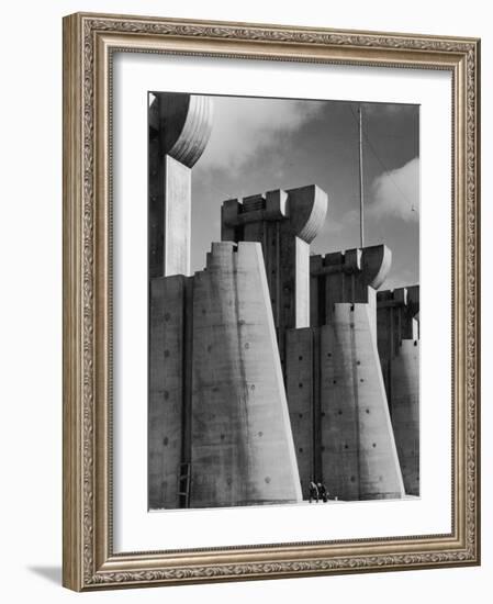 Fort Peck Dam, in the Missouri River: Image Used on First Life Magazine Cover-Margaret Bourke-White-Framed Photographic Print