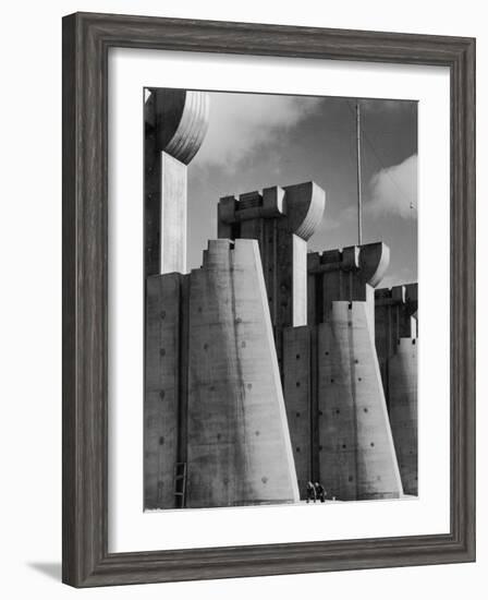 Fort Peck Dam, in the Missouri River: Image Used on First Life Magazine Cover-Margaret Bourke-White-Framed Photographic Print