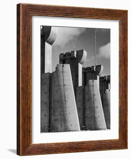 Fort Peck Dam, in the Missouri River: Image Used on First Life Magazine Cover-Margaret Bourke-White-Framed Photographic Print