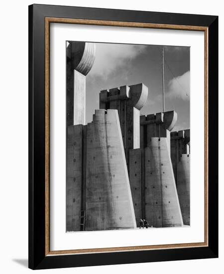 Fort Peck Dam, in the Missouri River: Image Used on First Life Magazine Cover-Margaret Bourke-White-Framed Photographic Print