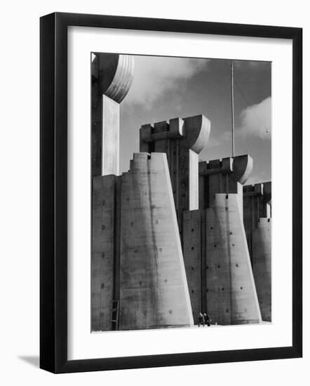 Fort Peck Dam, in the Missouri River: Image Used on First Life Magazine Cover-Margaret Bourke-White-Framed Photographic Print