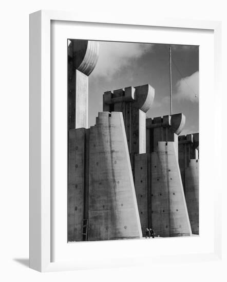 Fort Peck Dam, in the Missouri River: Image Used on First Life Magazine Cover-Margaret Bourke-White-Framed Photographic Print