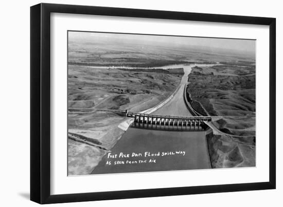 Fort Peck, Montana - Aerial View of Dam and Spillway-Lantern Press-Framed Art Print