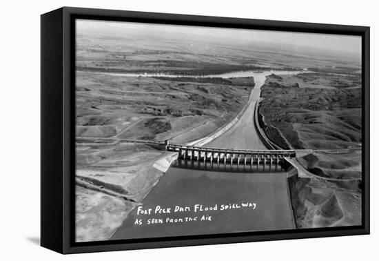 Fort Peck, Montana - Aerial View of Dam and Spillway-Lantern Press-Framed Stretched Canvas