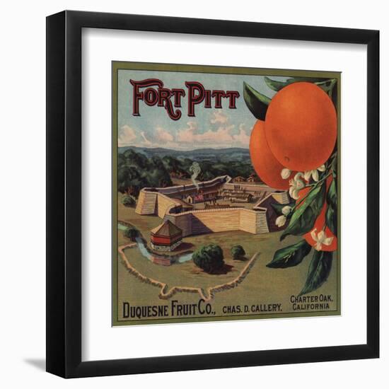 Fort Pitt Brand - Charter Oak, California - Citrus Crate Label-Lantern Press-Framed Art Print