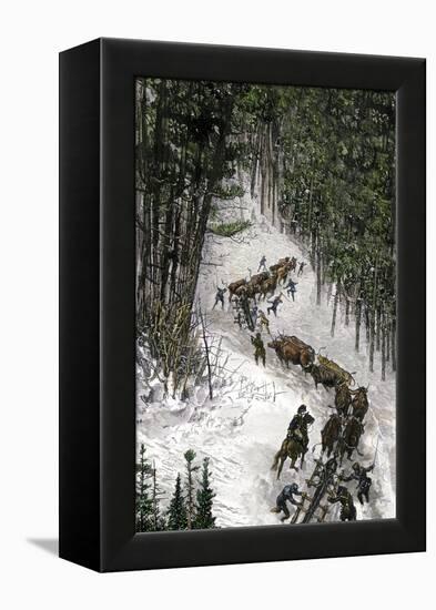 Fort Ticonderoga's Artillery Taken over Green Mountains for the Defense of Boston, c.1775-null-Framed Premier Image Canvas