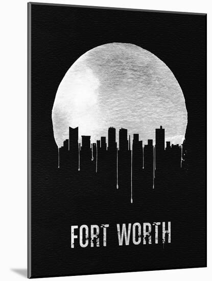 Fort Worth Skyline Black-null-Mounted Art Print