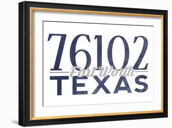 Fort Worth, Texas - 76102 Zip Code (Blue)-Lantern Press-Framed Art Print