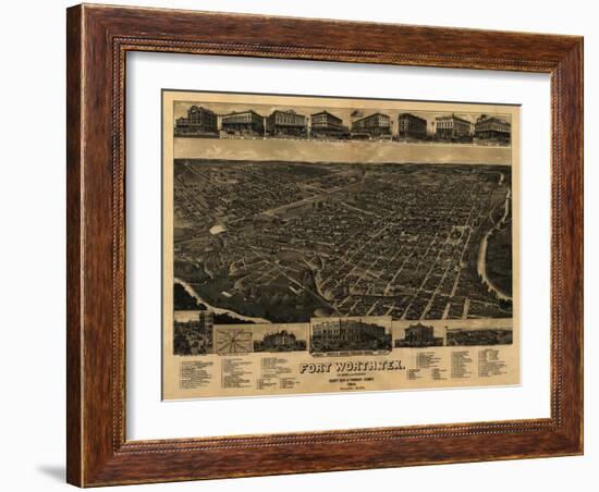 Fort Worth, Texas - Panoramic Map-Lantern Press-Framed Art Print