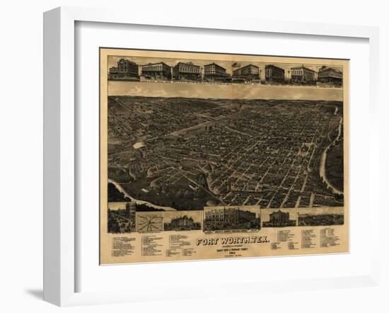Fort Worth, Texas - Panoramic Map-Lantern Press-Framed Art Print