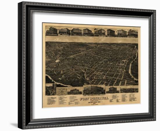 Fort Worth, Texas - Panoramic Map-Lantern Press-Framed Art Print