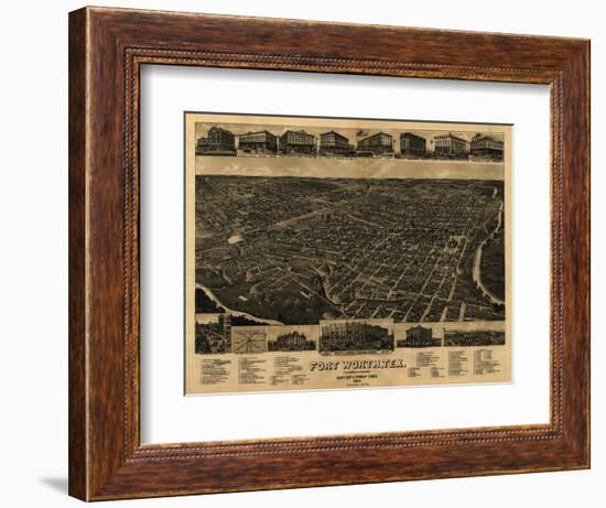 Fort Worth, Texas - Panoramic Map-Lantern Press-Framed Art Print