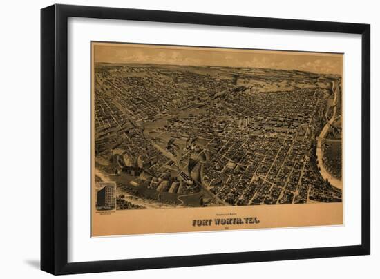 Fort Worth, Texas - Panoramic Map-Lantern Press-Framed Art Print