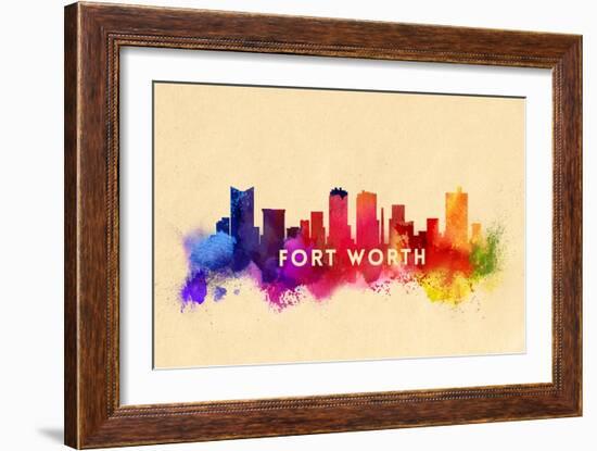 Fort Worth, Texas - Skyline Abstract-Lantern Press-Framed Art Print