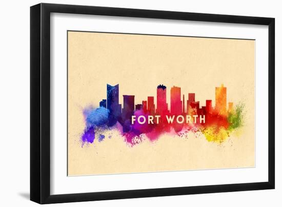 Fort Worth, Texas - Skyline Abstract-Lantern Press-Framed Art Print
