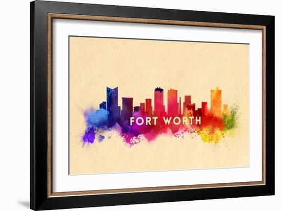 Fort Worth, Texas - Skyline Abstract-Lantern Press-Framed Art Print