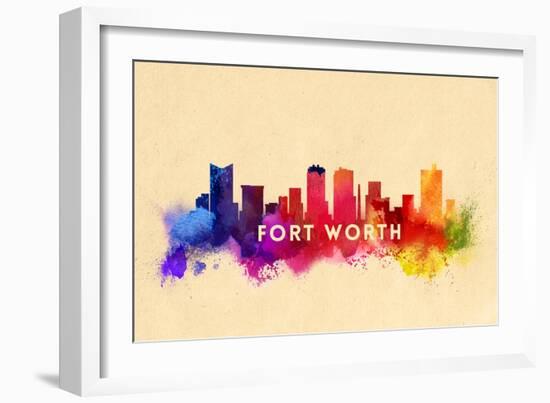 Fort Worth, Texas - Skyline Abstract-Lantern Press-Framed Art Print