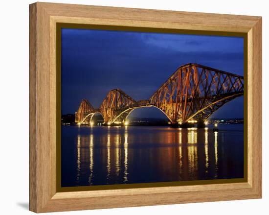 Forth Railway Bridge at Night, Queensferry, Edinburgh, Lothian, Scotland, United Kingdom-Neale Clarke-Framed Premier Image Canvas