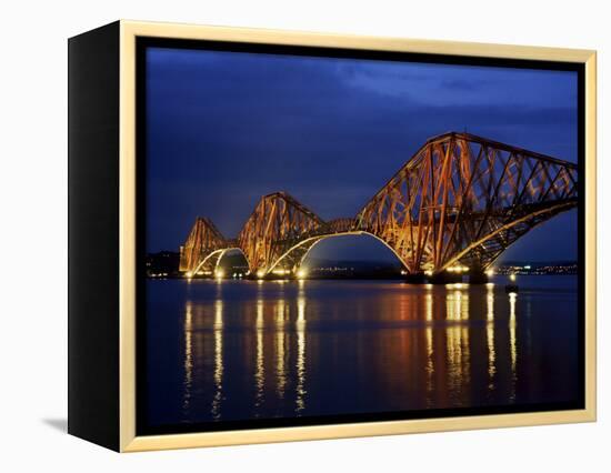 Forth Railway Bridge at Night, Queensferry, Edinburgh, Lothian, Scotland, United Kingdom-Neale Clarke-Framed Premier Image Canvas